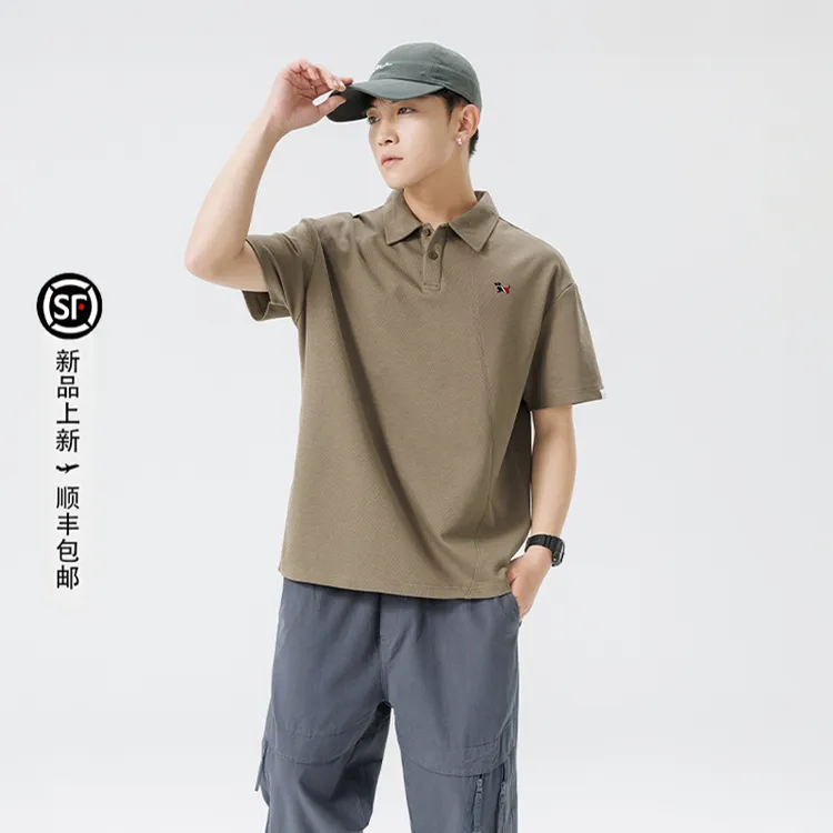 驭瑛汤米格罗斯男士夏季新款短袖POLO衫休闲宽松刺绣简约百搭上衣