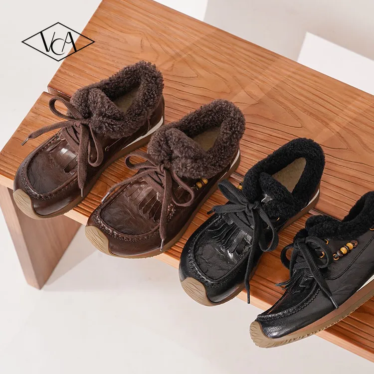 VCA女鞋休闲鞋百搭软底加绒防滑加厚韩版冬季运动鞋鞋子平底