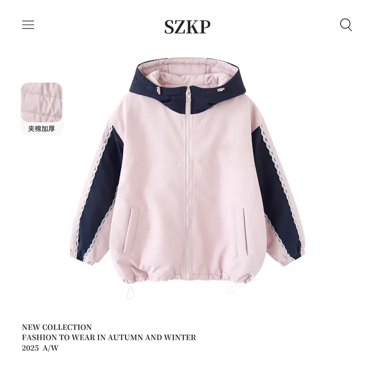 SZKP冬季新款女童保暖上衣中大童休闲时尚儿童加厚外套BGYD556832