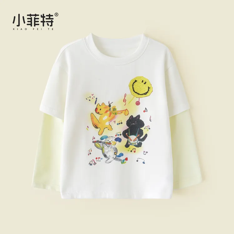 小菲特女童秋冬装新款长袖T恤中大童卡通上衣儿童打底衫YNYQ55598
