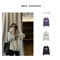 JLNUONUO   韩媚妹街头松弛感英文连帽潮卫衣
