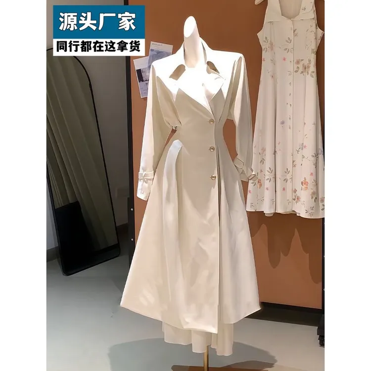 梵乐芬法式高级感纯色收腰风衣外套女25秋季新款中长款通勤显瘦气