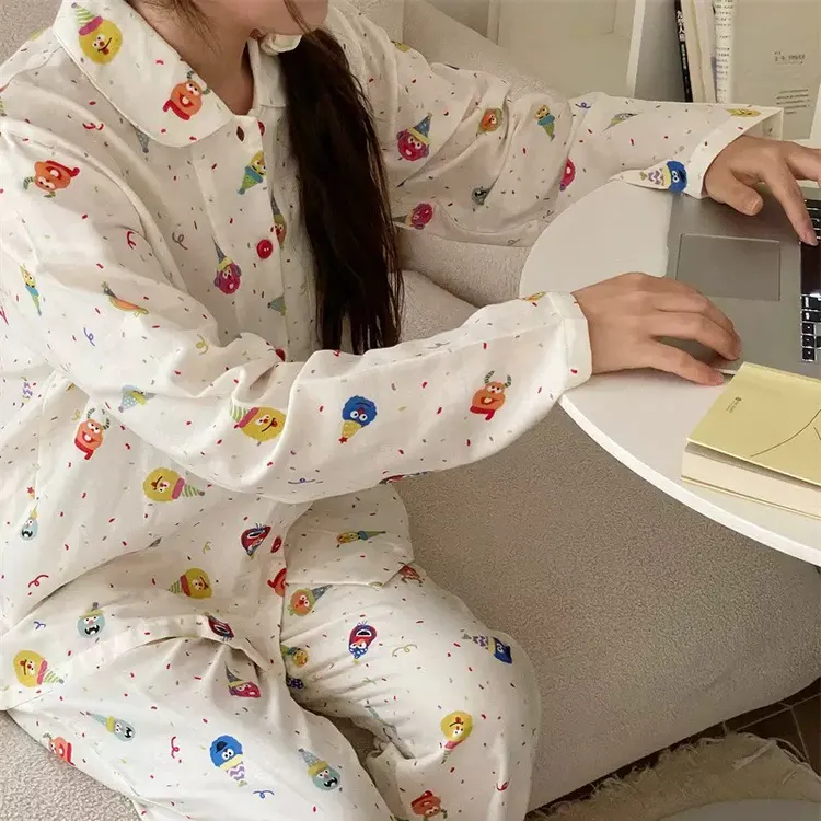 四季款双层纱家居服小清新芝麻街