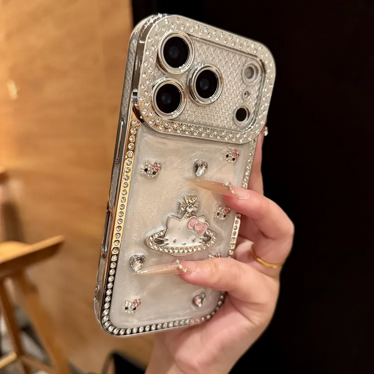 高级镶钻立体西太后KT猫适用iPhone16手机壳15苹果17promax新款14