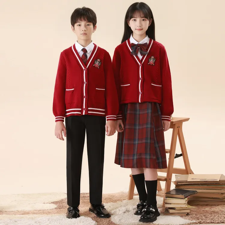 儿童合唱演出服合唱服元旦表演服女童诗歌朗诵小学生加绒衬衫毛衣