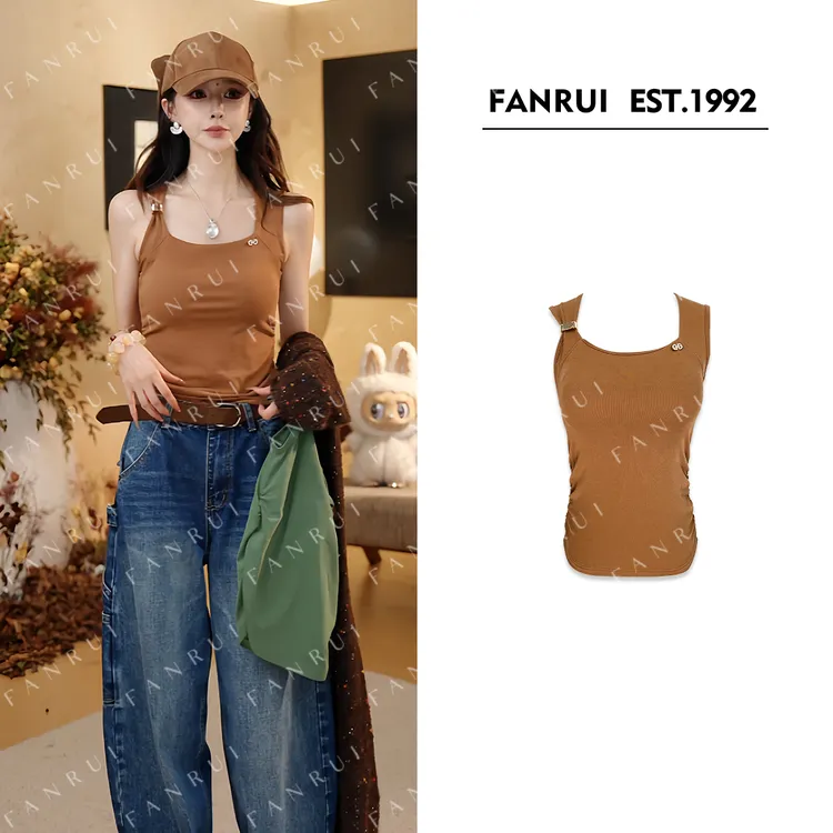 FANRUI/泛芮「贝贝biuu」金属装饰时髦别致打底修身背心吊带B18064