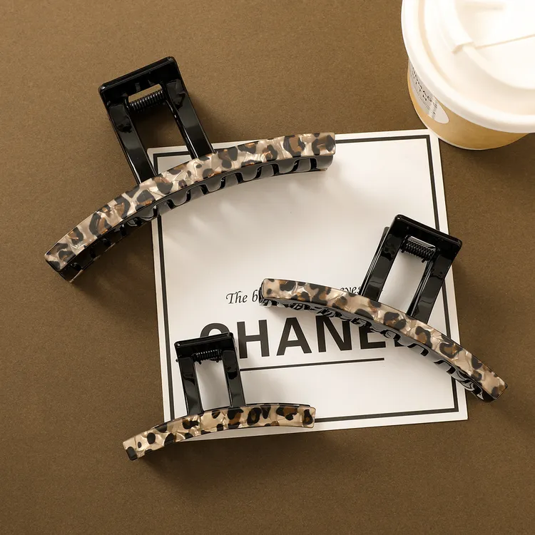 【买一送一】法式老钱风复古豹纹一字抓夹轻奢盘发时尚发夹