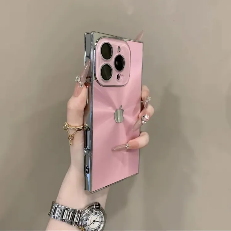 高级感方形极光适用苹果16promax手机壳简约iPhone15全包14创意13