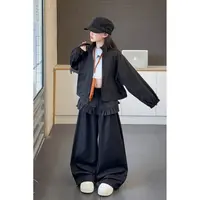 女童秋季韩系休闲套装2025新款女大童洋气时髦外套儿童秋装阔腿裤