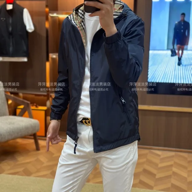 BBR*风格男士秋季英伦风尚老钱风连帽休闲时尚夹克9913