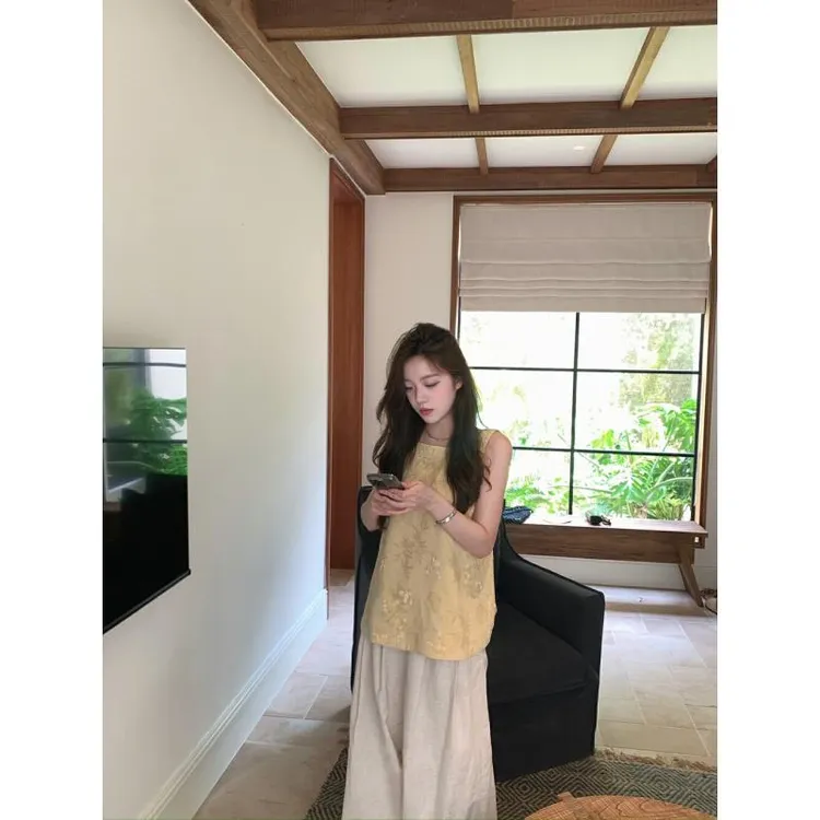 法式千金贵气名媛风套装高级感吊带背心女装夏季新款休闲裤两件套