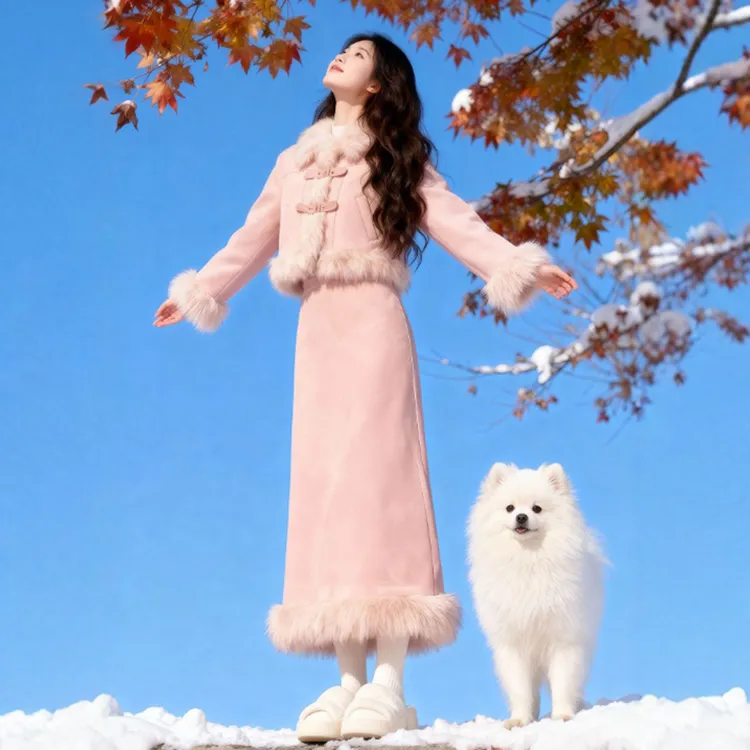 大方得体穿搭一整套温柔风高级感短款外套半身裙两件套装裙26冬季