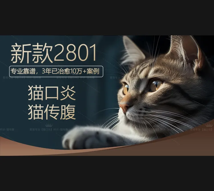 新款2801专治【猫口炎】杯状病毒-口腔问题-猫传腹湿性-干性-特效药