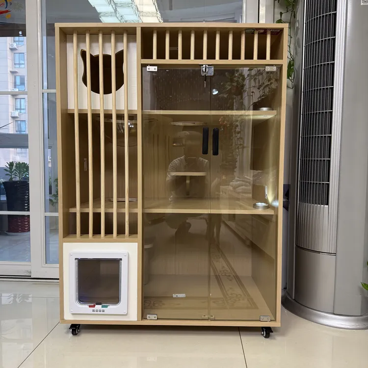 家用室内宠物空间实木加厚背板实用型猫屋猫柜猫别墅