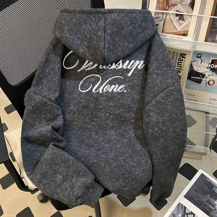 百搭复古连帽中山卫衣男秋季cleanfit网红洋气炸街百搭短宽上衣服