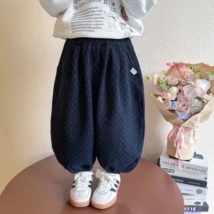 女童裤子洋气时髦春秋装儿童波点灯笼裤子宽松女宝宝休闲裤小女孩