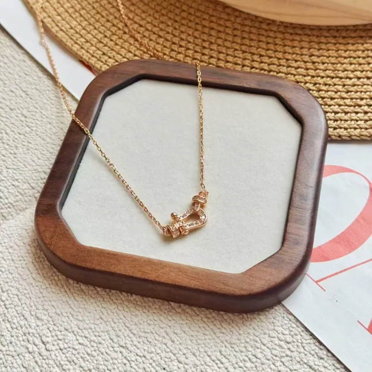  【镀K金】高定马蹄小众镶钻香槟金项链女简约时尚轻奢百搭