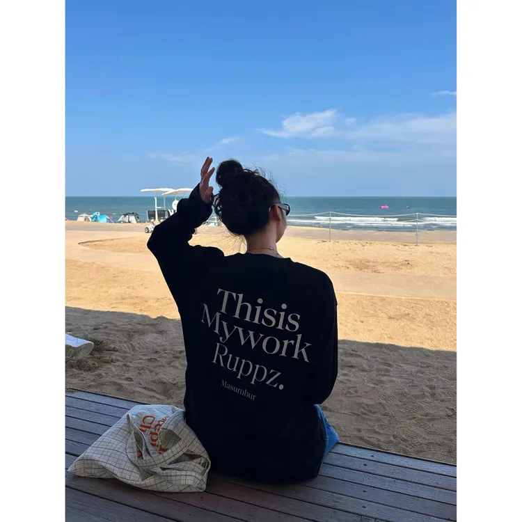 YWBY早秋新款纯棉宽松百搭长袖t恤女美式复古设计感情侣卫衣外套 