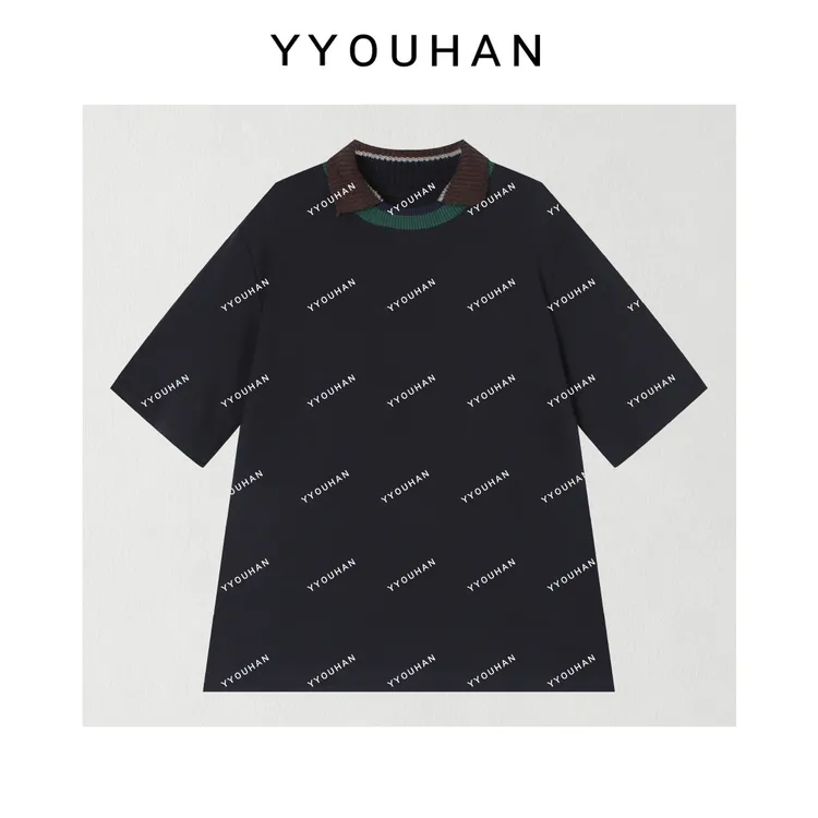 YYOUHAN 2025新款【山末珐琅】撞色针织POLO领T恤 2508C4580