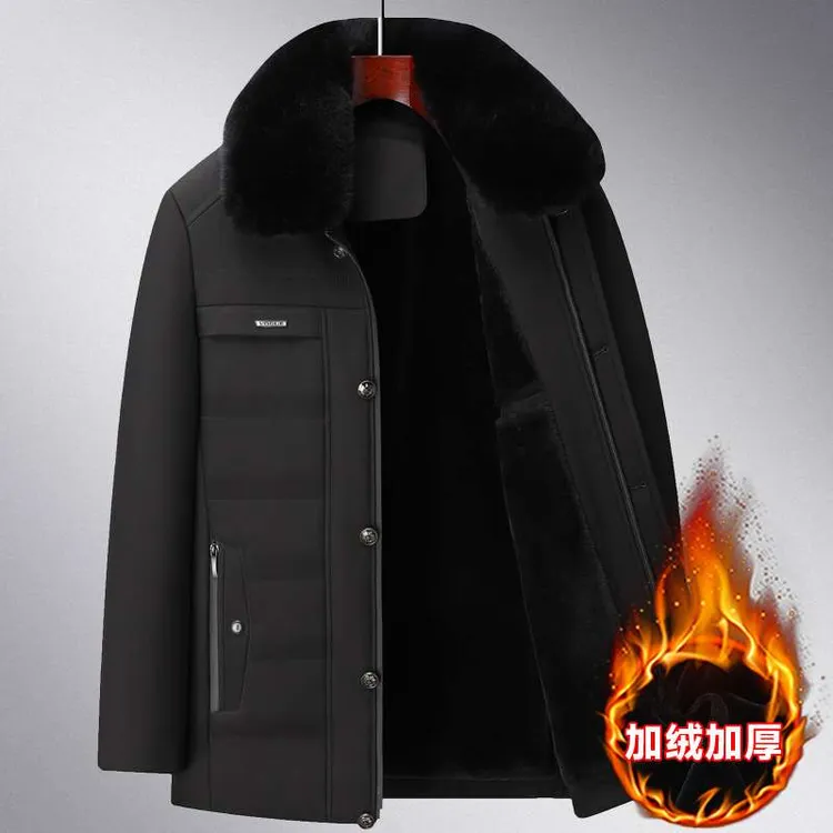 中年男士棉衣服冬季加绒加厚款中老年人保暖防寒爸爸装外套棉袄子