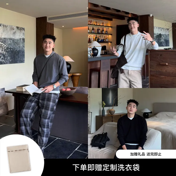 SANBAI 叁佰【海鸥领】14针48支密织老钱POLO针织衫