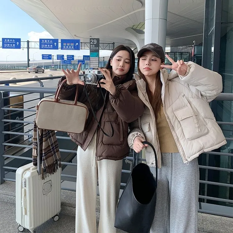 欧货棉服2025冬季新款加厚短款保暖连帽宽松时尚面包外套