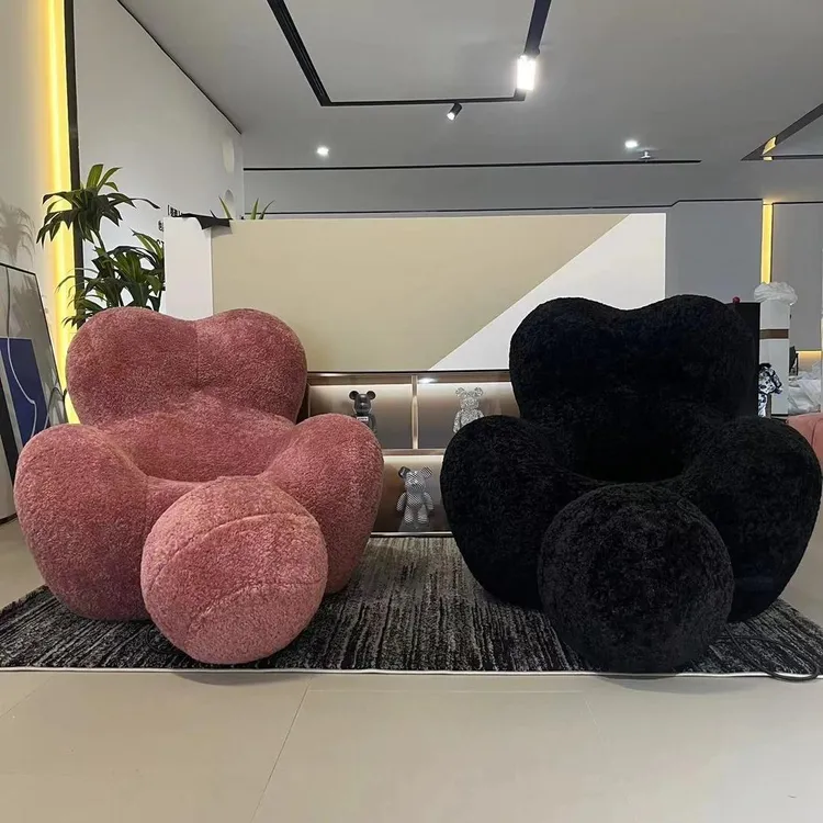 【妈妈的怀抱】羊毛绒简约可拆洗休闲椅客厅阳台单人沙发椅懒人沙发