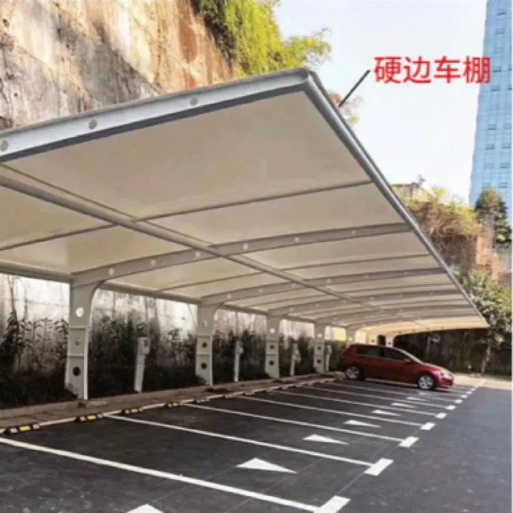 膜结构七字型汽车停车棚定制适用于大型停车场及小区电动车遮雨