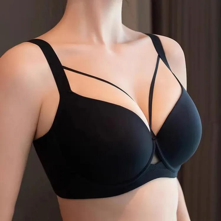 维多利亚新款大码无痕内衣女大胸显大小胖mm聚拢收副乳上托薄款性