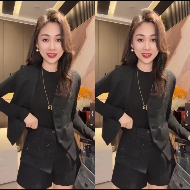 早秋新款时尚无袖马甲长袖打底衫阔腿八分裤显瘦洋气女装套装