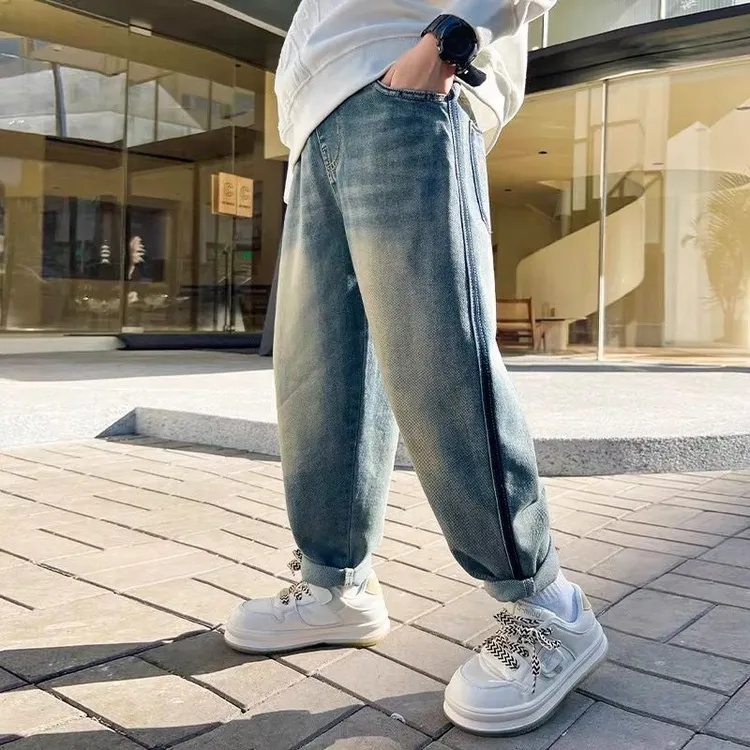 男童牛仔裤春秋长裤中大童韩范痞帅潮酷韩运动休闲裤春季男孩裤子