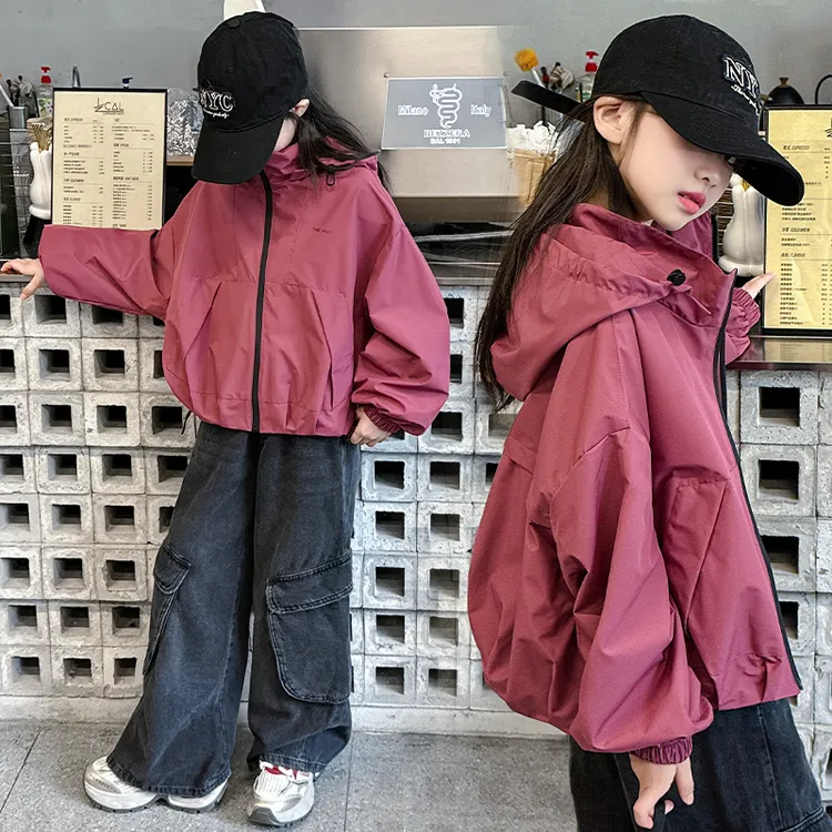 女童外套春秋款2025新款爆款中大童网红洋气儿童秋季休闲连帽上衣