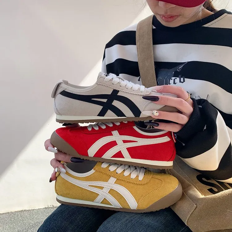 红色德训鞋女款2025新款爆款板鞋超火百搭女鞋平底运动鞋子阿甘鞋