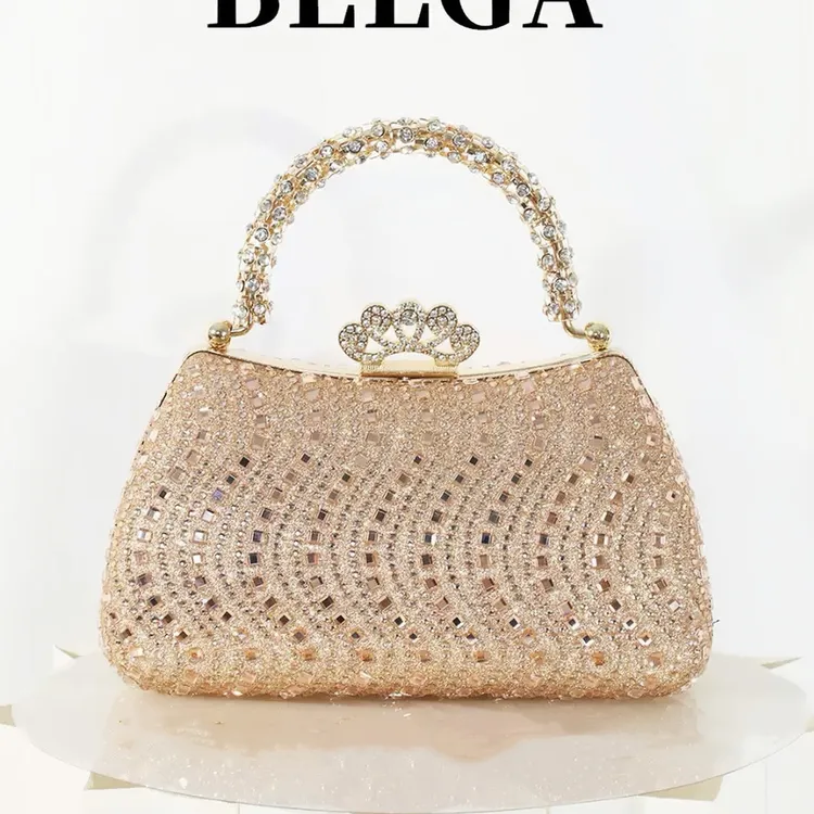 【凤冠】气质晚宴包凤冠卡扣镶钻手提包宴会礼服包E时尚百搭女士