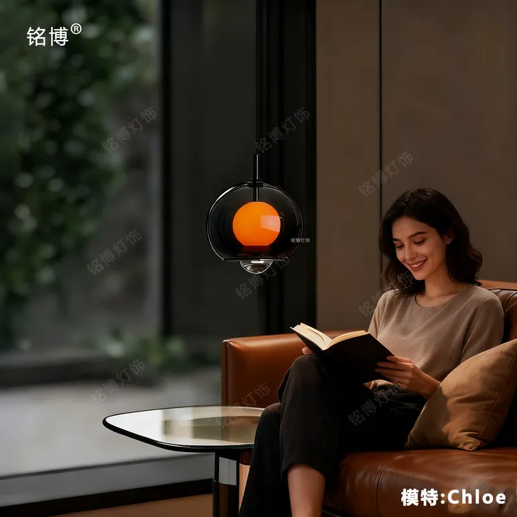 铭博意式极简旭日床头小吊灯现代简约设计师卧室房间升降吊灯壁灯