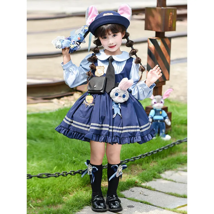 女童秋装连衣裙朱迪兔子警官儿童衣服女孩生日长袖洛丽塔公主裙子