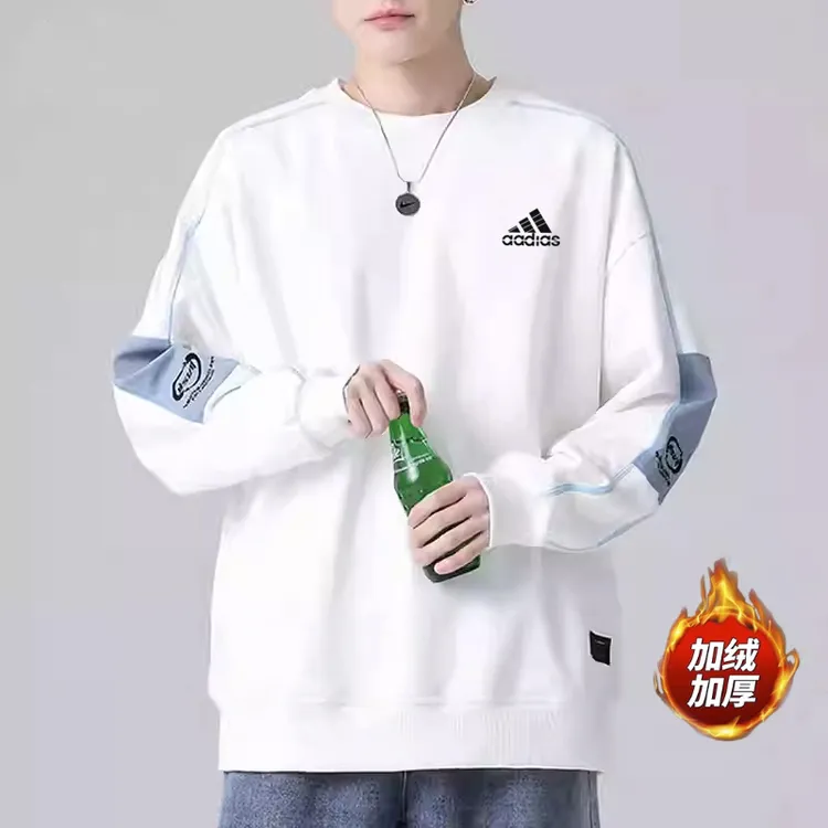 【一折专区】官方正品 春秋冬季潮牌加绒圆领卫衣男士运动大码宽松