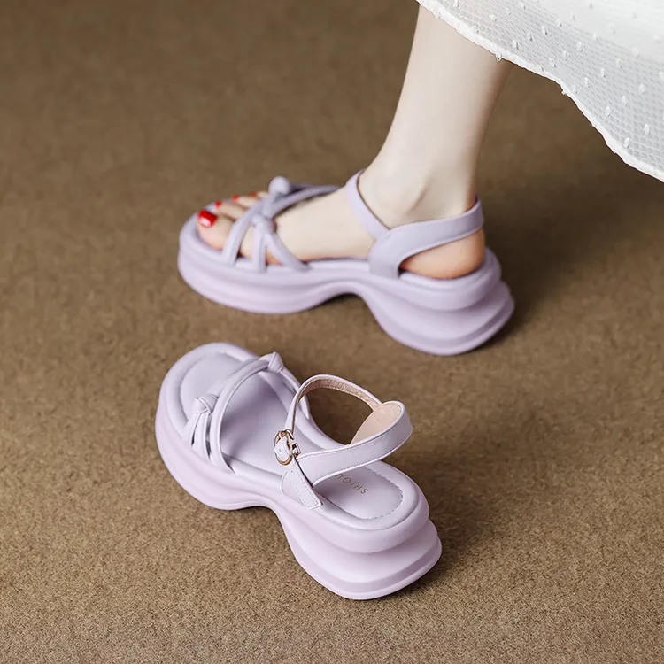 拾姑娘666-2厚底增高8CM一字带松糕女鞋夏季外穿凉鞋海沙滩鞋凉鞋