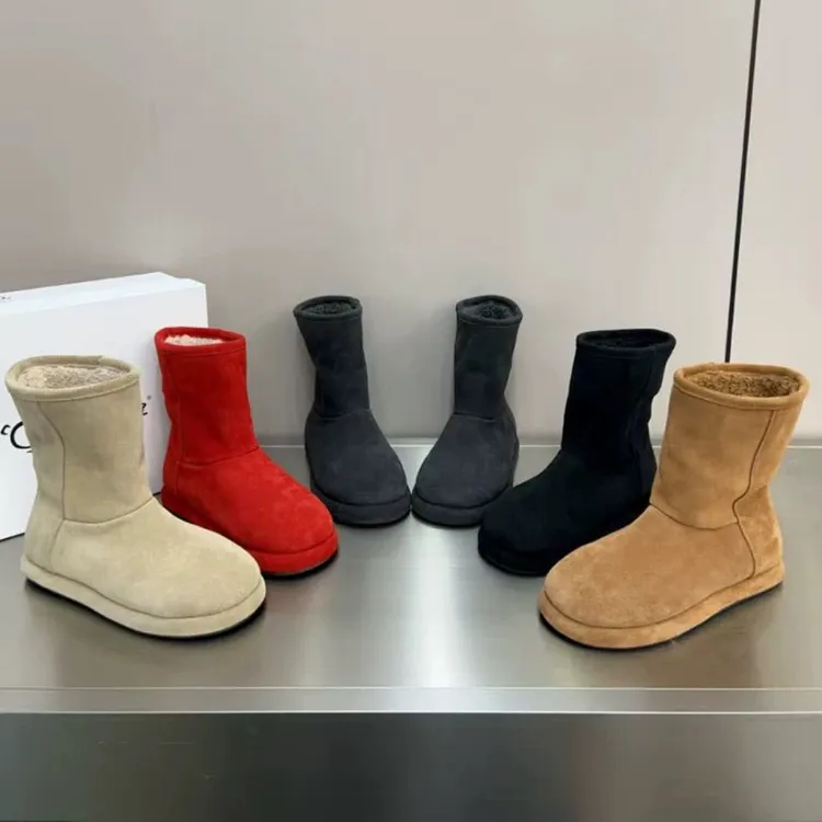 广州欧货【圣诞】冬季真皮3cm加厚保暖洋气丑萌时尚厚底雪地靴