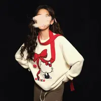 【mimius】U 甜美设计感凯蒂猫立体围脖毛衣