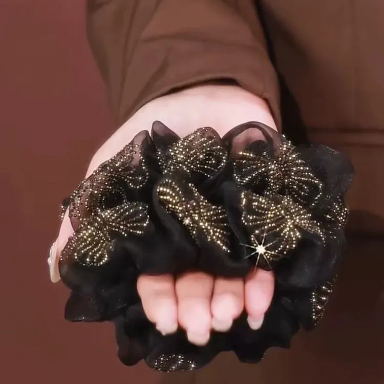 2025年新款爆款时尚轻奢蝴蝶欧根纱大肠发圈精致百搭优雅高级发饰