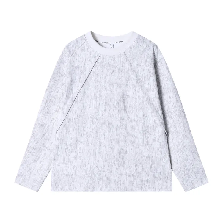 秋冬季新款时尚个性扎染褶皱倒三角圆领长袖T恤休闲百搭套头上衣