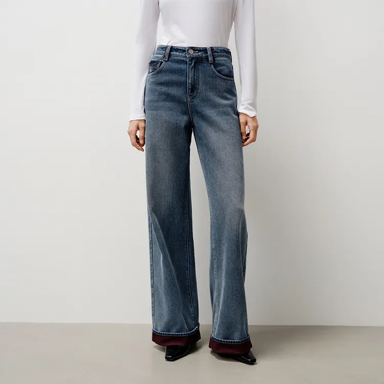 【裤子】【商场同款新品】艾诺丝雅诗 高级感撞色磨毛牛仔裤 AR324117