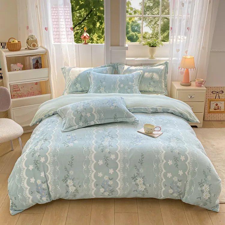 牛奶绒床上四件套牛奶绒四件套冬加厚