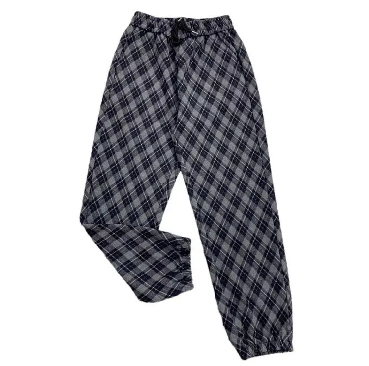 美式复古红色格纹卫裤女秋冬2026新款高腰显瘦休闲宽松直筒阔腿裤