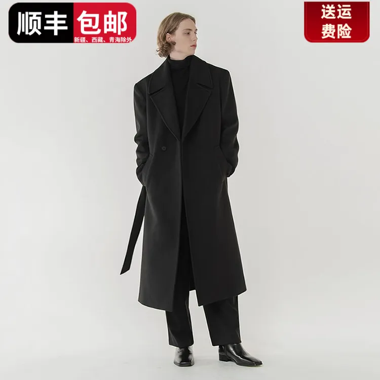 新款冬季加厚男款毛呢大衣中长款过膝宽松英伦风呢子男士风衣外套