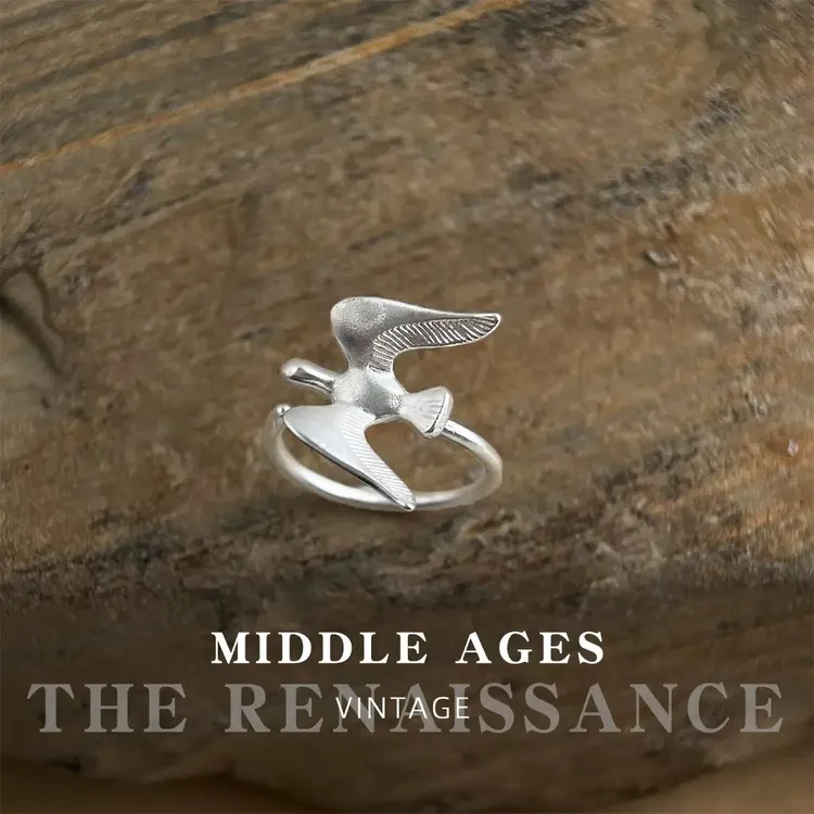 纯铜戒指 vintage 旷野飞鸟 中古风开口可调节