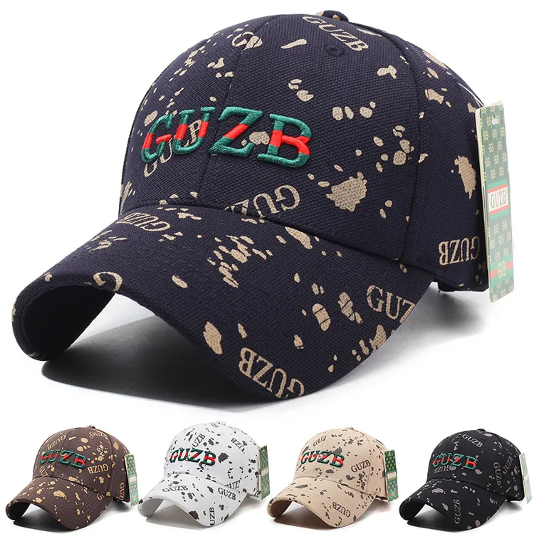 GUZB正品新款高品质男女同款棒球帽硬顶满印花鸭舌帽YXF-132墨点