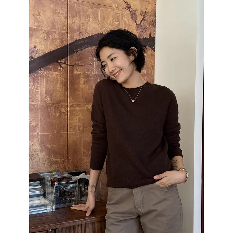 LANGQING 绵羊毛山羊绒圆领长袖打底针织衫46651#