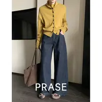 PRASE·噜【深蓝絮语】100棉高腰直筒复古显瘦赤耳牛仔裤PR508C70